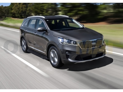 Пороги алюминиевые Rival Black New для Kia Sorento Prime 2018-2021
