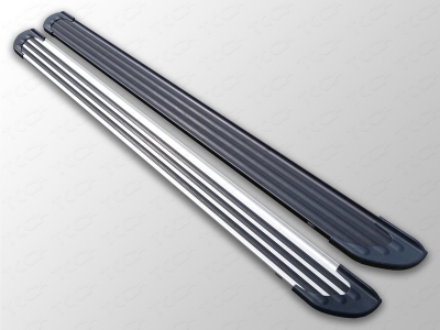 Пороги алюминиевые Slim Line Black ТСС для Hyundai Santa Fe 2010-2012 HYUNSF11-14B