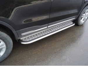 Пороги с площадкой алюминиевый лист 75х42 мм для Geely Atlas № GEELEATL18-33